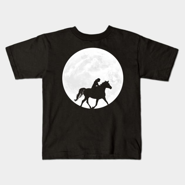 Horseback Riding in Fullmoon Kids T-Shirt by ChapDemo